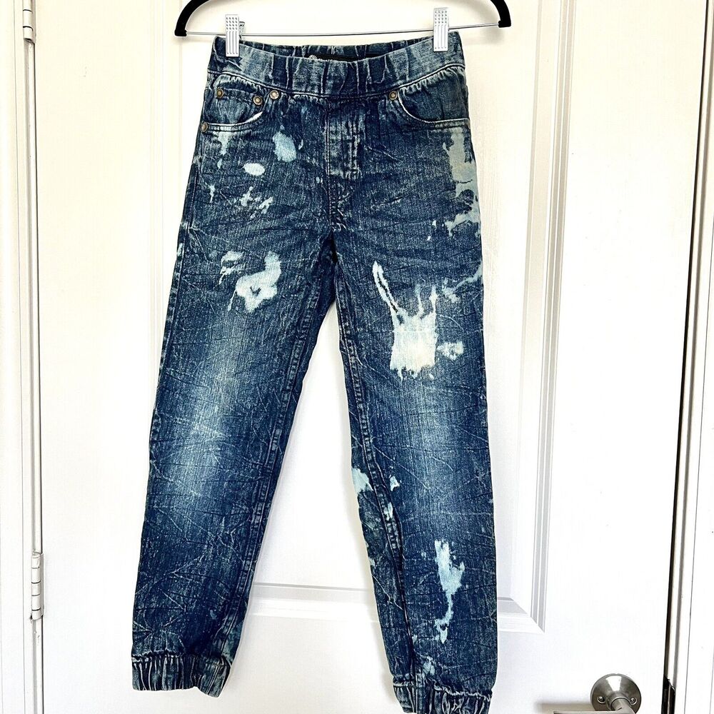 Akademiks Kids Size 10 Blue Jeans Denim Distressed Streetwear Stretch Akdmks